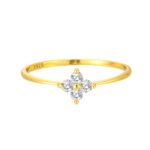 Sterling Silver 925 18K Gold-Plated Four-Leaf Clover Zirconia Ring - Image 3