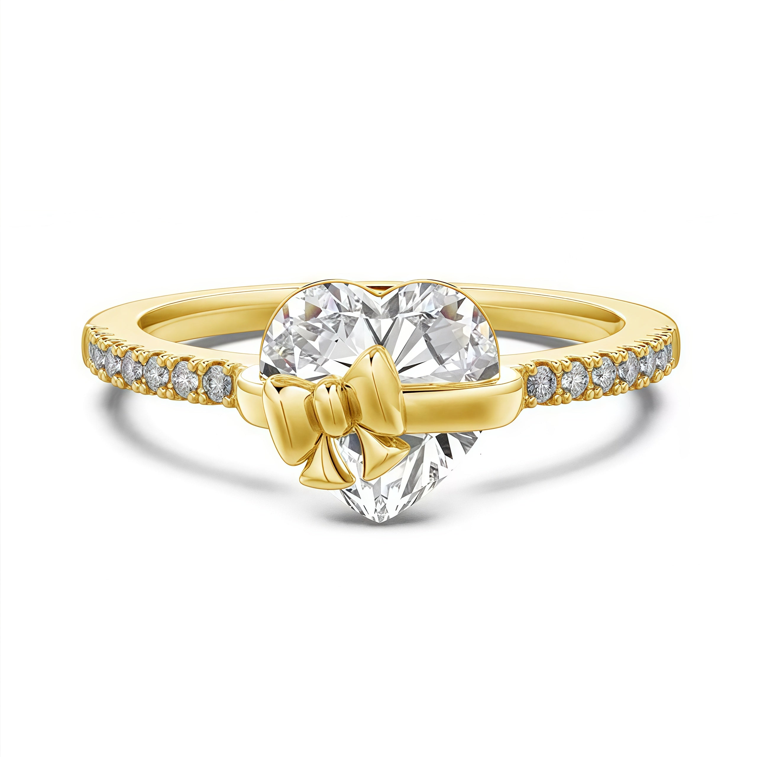 10001 Gold Bow Heart Ring - Image 1
