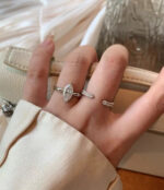 s925 High-quality rectangular ring with cultured pearl stone crafted from sterling silver - Image 4