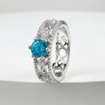 Cool-toned blue openwork zirconia ring