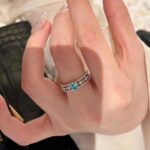 Cool-toned blue openwork zirconia ring - Image 3