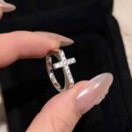 S925 Silver Cross Ring with Full Diamond Setting